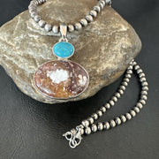 Navajo Wild Horse Blue Kingman Turquoise Necklace | Sterling Silver | 17337