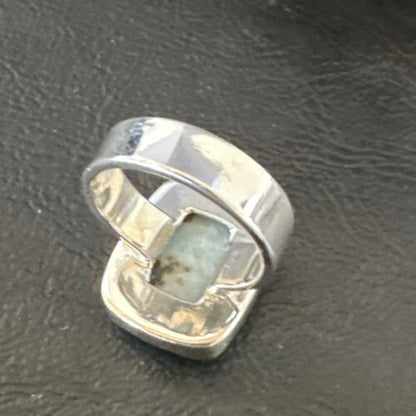 Navajo Blue Larimar Ring | Sterling Silver | Sz 7 | Authentic Native American Handmade | 17655