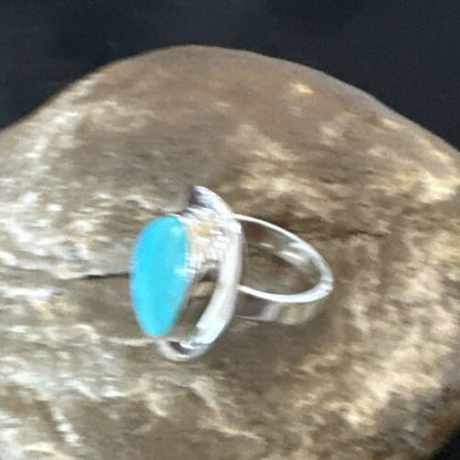Navajo Blue Kingman Turquoise Ring | Sterling Silver | Sz 8 | Authentic Native American Handmade | 16591