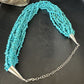 Blue Turquoise Nugget Bead Necklace | 10 Strand | Navajo Sterling Silver | 22" | 15030