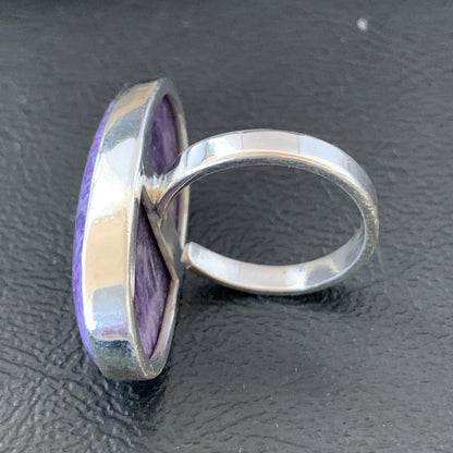 Navajo Purple Charoite Adjustable Ring | Sterling Silver | Sz 8 | Authentic Native American Handmade | 10520
