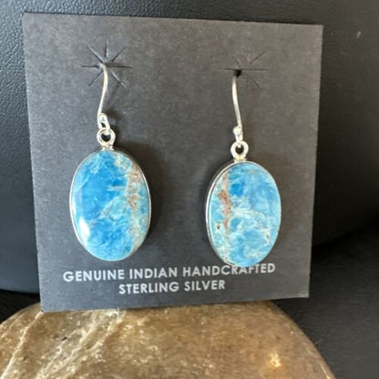Blue Denim Lapis Dangle Earrings | Sterling Silver | 1" | 15798