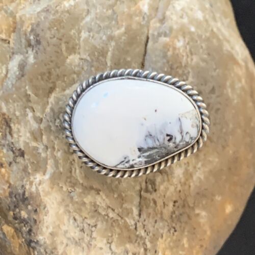 Navajo White Buffalo Turquoise Ring | Sterling Silver | Sz 5.5 | Authentic Native American Handmade | 11643