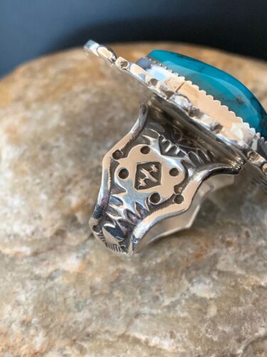 Navajo Kingman Turquoise Ring | Sterling Silver | Sz 9.5 | Authentic Native American Handmade | 2827