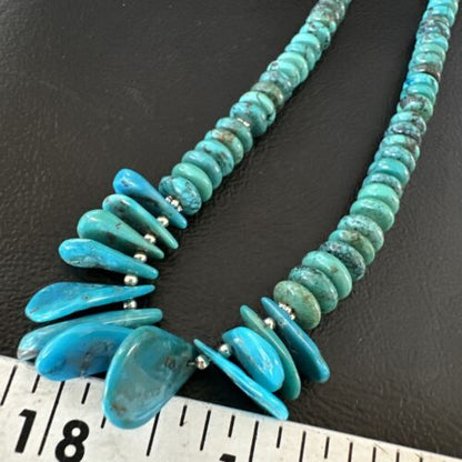 Men's Navajo Blue Turquoise Necklace | Sterling Silver | 22" | Authentic Native American Handmade | 15769