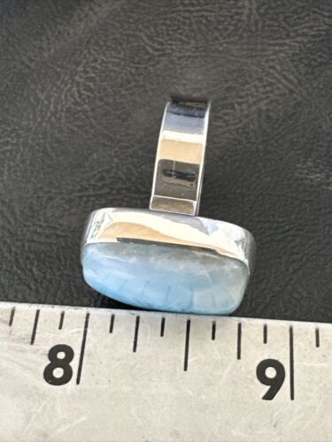 Navajo Blue Larimar Ring | Sterling Silver | Sz 8 | Authentic Native American Handmade | 17585
