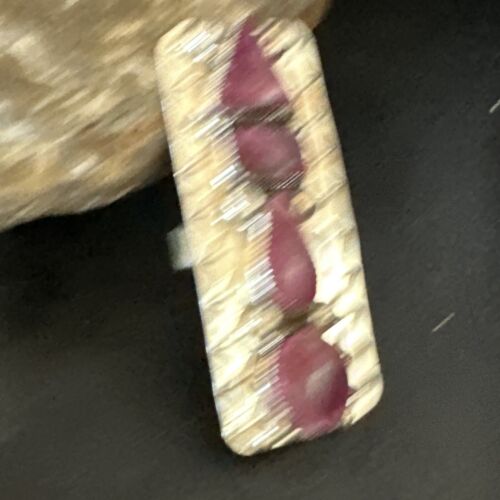 Navajo Purple Spiny Oyster Multi-Stone Ring | Authentic Native American Sterling Silver | Multi-Stone | Sz 8 | 15051