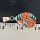 Women's Blue Turquoise & Spiny Oyster Inlay Pendant | Navajo Sterling Silver | Authentic Native American Jewelry | 15196