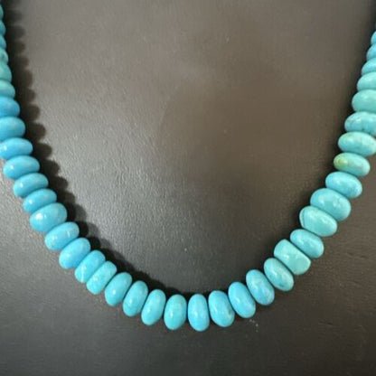 Navajo Blue Turquoise Necklace | Sterling Silver Pearls | 19" | Authentic Native American Handmade | 16953