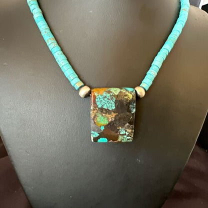 Navajo SpiderWeb Turquoise Heishi Pearls Necklace | Sterling Silver | 20" | Authentic Native American Handmade | 17090