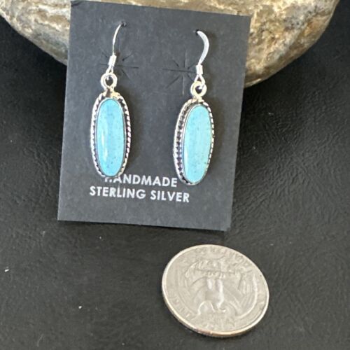 Women's Blue Dry Creek Turquoise Dangle Earrings | Navajo Sterling Silver | Authentic Native American Handmade | 16510