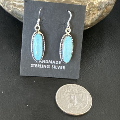 Women's Blue Dry Creek Turquoise Dangle Earrings | Navajo Sterling Silver | Authentic Native American Handmade | 16510