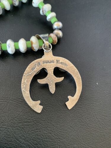 Navajo Green Turquoise Gaspeite Spiny Oyster Necklace Naja Pendant | Sterling Silver | 22" | 10523
