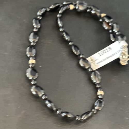Navajo Black Onyx Necklace | Sterling Silver & Gold Filled | 18" | Authentic Native American Handmade | 10018