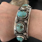 Navajo Blue Royston Turquoise 5 Stone Cuff Bracelet | Sterling Silver | Authentic Native American Handmade | 01383