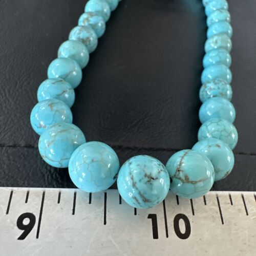 Navajo Blue Robin's Egg Turquoise Necklace | Sterling Silver | 18" | 10mm | Authentic Native American Handmade | 17348