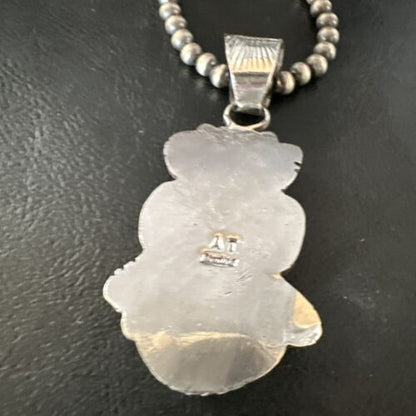 Navajo White Buffalo Coral Onyx Pearls Cluster Pendant | Sterling Silver | Native American Handmade | 15371