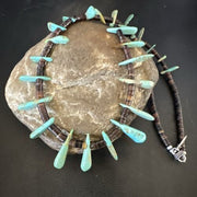 Navajo Green Turquoise Bone Bead Necklace | Sterling Silver | 20" | Authentic Native American Handmade | 17636