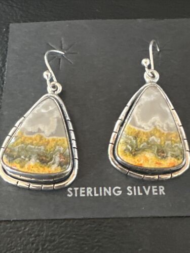 Navajo Bumblebee Jasper Earrings | Sterling Silver | Authentic Native American Handmade | 15838