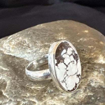 Men's & Women's Wild Horse Turquoise Ring | Navajo Sterling Silver | Sz 7 | Authentic Native American Handmade | 17279