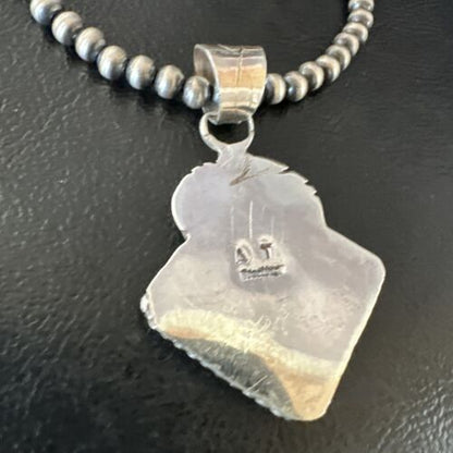 Navajo Red Spiny Oyster Pendant Necklace | Sterling Silver | Authentic Native American Handmade | 16144