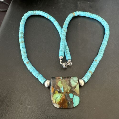 Navajo SpiderWeb Turquoise Heishi Pearls Necklace | Sterling Silver | 20" | 17033