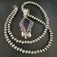 Navajo Pearls Purple Sugilite Pendant Necklace | Sterling Silver Beads | Authentic Native American Handmade | 15377