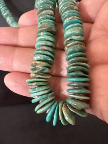 Santo Domingo Green Turquoise Shell Necklace | Sterling Silver | 30" | Authentic Native American Handmade | 17451