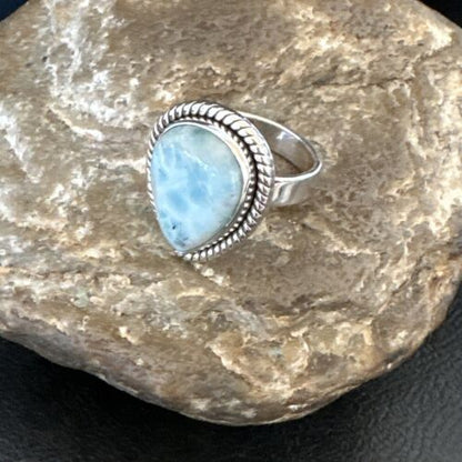 Navajo Blue Larimar Ring | Sterling Silver | Sz 6 | Authentic Native American Handmade | 16605