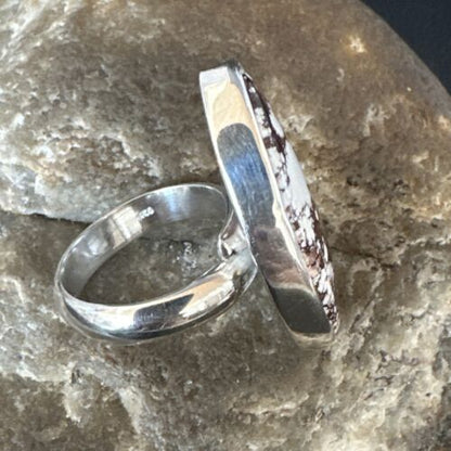 Women's Wild Horse Turquoise Ring | Navajo Sterling Silver | Sz 7 Adjustable | Authentic Native American Handmade | 15550