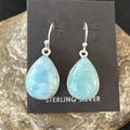 Navajo Blue Larimar Dangle Earrings | Sterling Silver | Authentic Native American Handmade | 17289