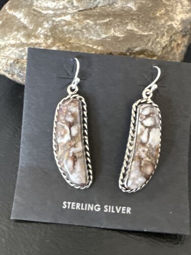 Navajo Wild Horse Turquoise Dangle Earrings | Sterling Silver | Authentic Native American Handmade | 16517