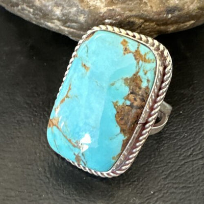 Men's Blue Turquoise #8 Navajo Ring | Sterling Silver | Sz 10.5 | 16637