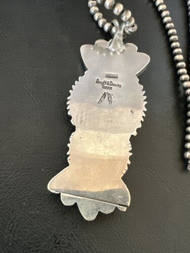 Navajo Blue Kingman Turquoise Cluster Pendant | Sterling Silver | 4" | Authentic Native American Handmade | 17419