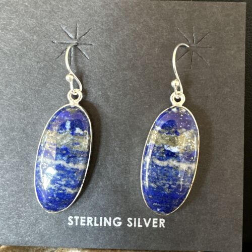 Blue Denim Lapis Dangle Earrings | Sterling Silver | 1" | 15803