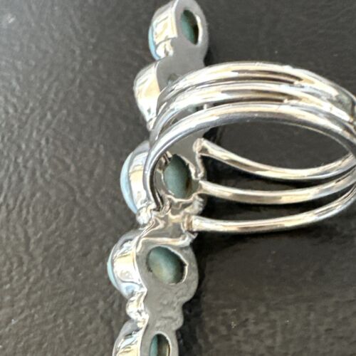 Navajo Blue Larimar Multi-Stone Ring | Authentic Native American Sterling Silver | Multi-Stone | Sz 8.5 | 15971