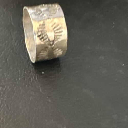 Men's Wide Band Navajo Stamped Ring | Sterling Silver | Sz 9.5 | Authentic Native American Handmade | 14982