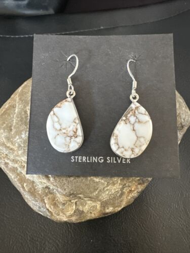 Navajo Wild Horse Turquoise Dangle Earrings | Sterling Silver | Authentic Native American Handmade | 15740