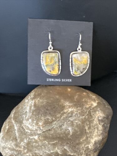 Navajo Bumblebee Jasper Earrings | Sterling Silver | Authentic Native American Handmade | 15825