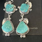 Navajo Blue Kingman Turquoise Dangle Earrings | Sterling Silver | Authentic Native American Handmade | 15185