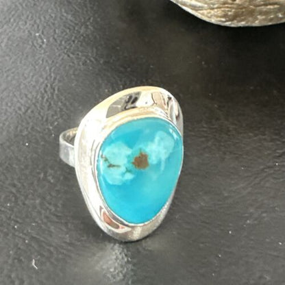 Navajo Blue Kingman Turquoise Ring | Sterling Silver | Sz 10 | Authentic Native American Handmade | 16583