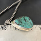 Men's Navajo Blue Spiderweb Turquoise Pendant Necklace | Sterling Silver | Authentic Native American Handmade | 16202