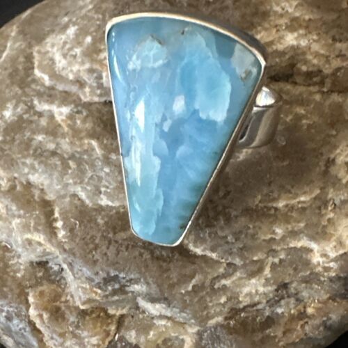 Navajo Blue Larimar Ring | Sterling Silver | Sz 7 | Authentic Native American Handmade | 17656