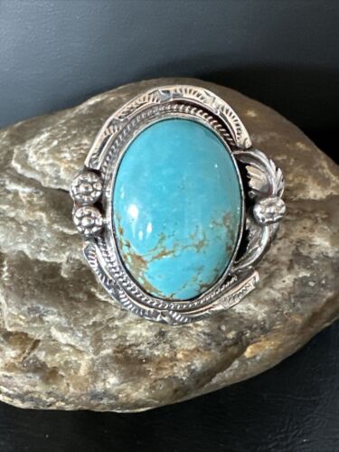 Native American Navajo Blue Turquoise #8 Ring | Sterling Silver | Sz 9.5 | 14951