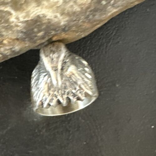 Men's Eagle Head Ring | Navajo Sterling Silver | Sz 8.5 | Authentic Native American Handmade | 15386