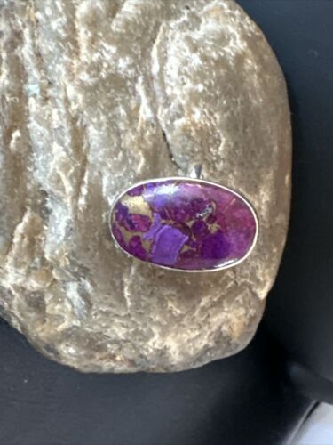 Southwestern Navajo Purple Mojave Turquoise Ring | Sterling Silver | Sz 8 | 15603