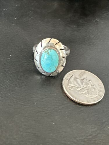 Navajo Blue Kingman Turquoise Ring | Sterling Silver | Sz 8 | Authentic Native American Handmade | 16894