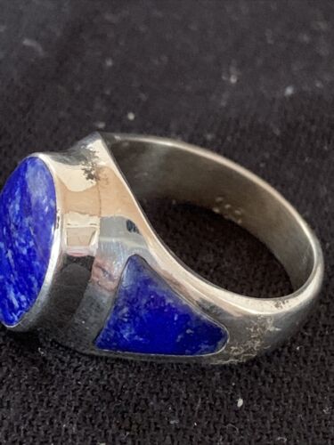 Navajo Blue Lapis Lazuli Inlay Ring | Sterling Silver | Sz 11 | Authentic Native American Handmade | 1457