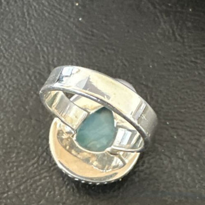 Navajo Blue Larimar Ring | Sterling Silver | Sz 7 | Authentic Native American Handmade | 17657