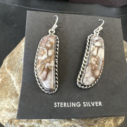 Navajo Wild Horse Turquoise Dangle Earrings | Sterling Silver | Authentic Native American Handmade | 16517